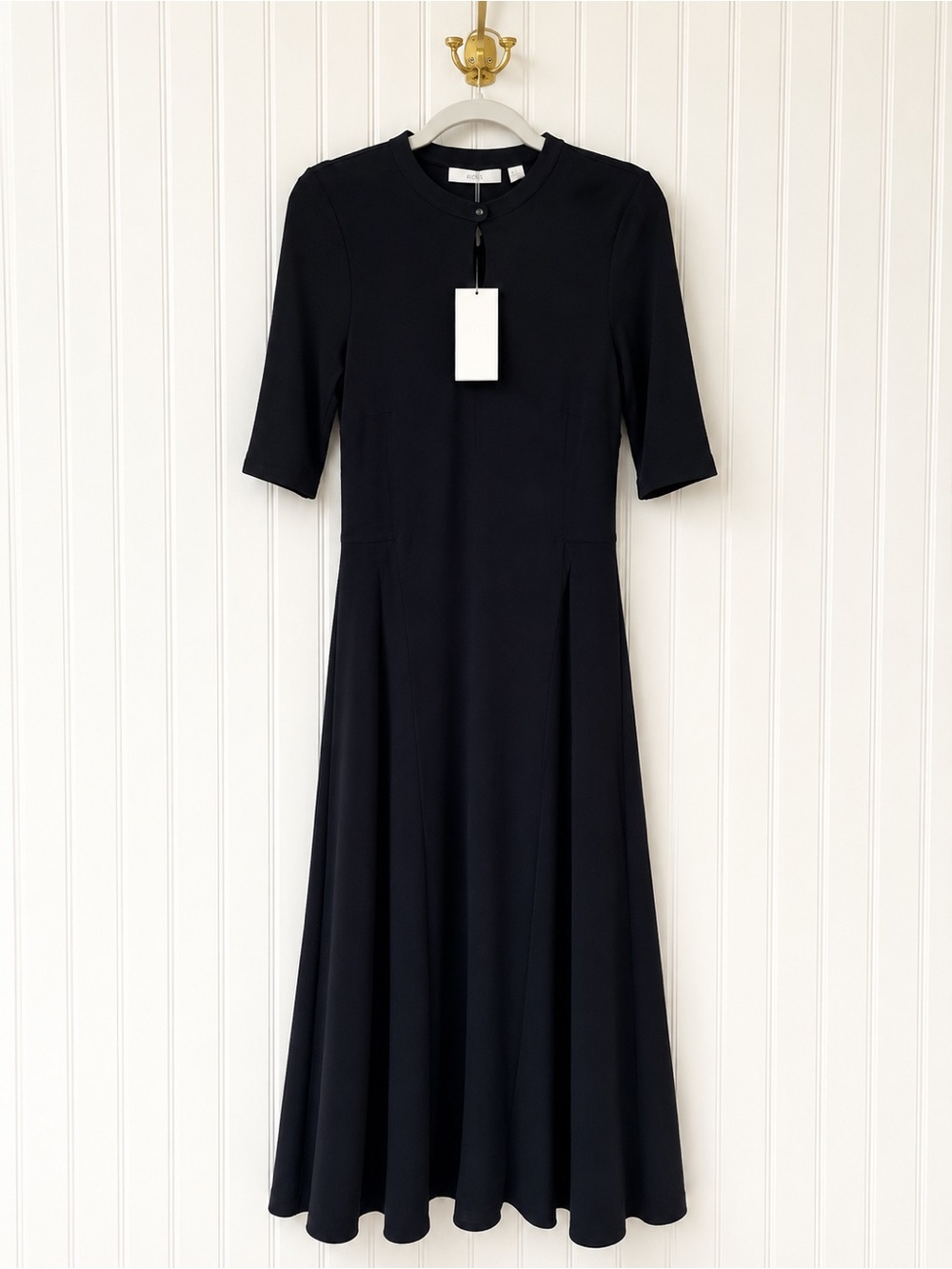 BOSS Hugo Boss NWT Edoyi Open Blue Maxi Dress 3/4 Sleeve Size L